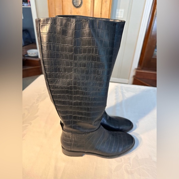 Aerosoles Berri Faux Crocodile Skin Tall Boots Black Sz 8 Like New Classic - Picture 6 of 11